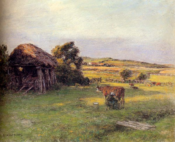 Landscape with a Peasant Woman Milking a Cow