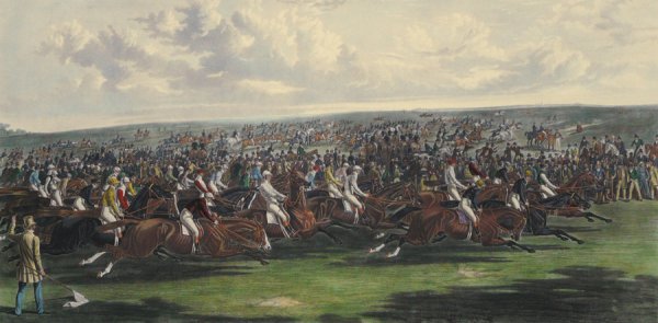 The Start of the Memorable Derby of 1844, engraved by Charles Hunt (1803-77)