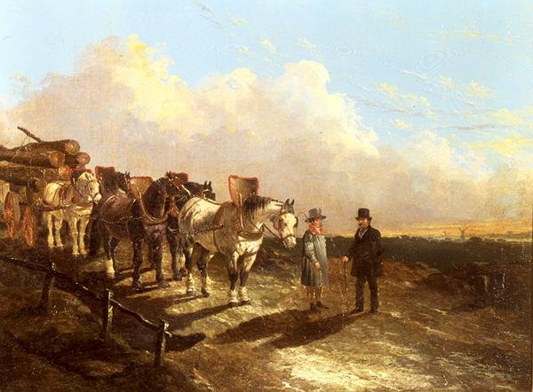 A Timber Cart Halted On A Road At Dusk, 1849