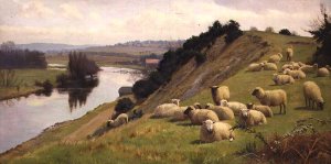 A Riverside Pasture with Sheep