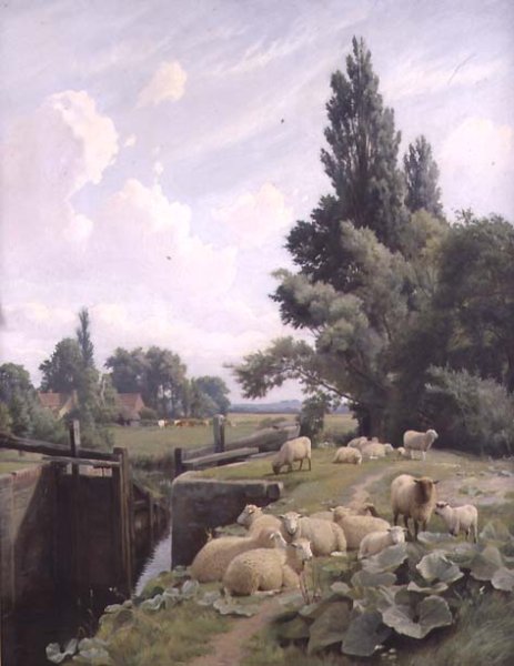 Landscape with a Canal Lock and a Flock of Sheep, 1884