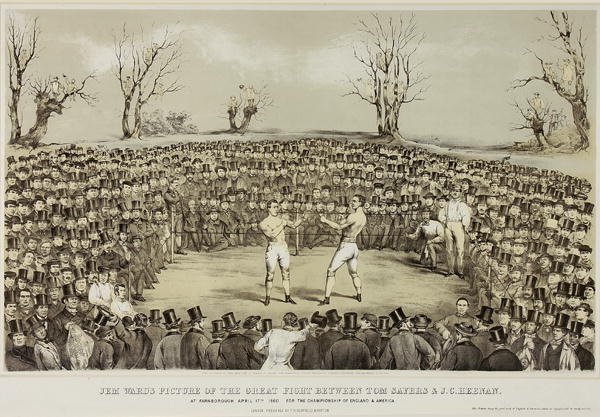 The Great Fight Between Tom Sayers and J.C. Heenen at Farnborough, 17th April 1860, engraved by Wolmoth & Lopez