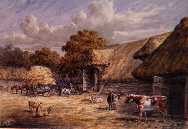 The farmyard of Mr. Harrison's Barton Farm, Buckland, near Dover, from an album of British landscapes, 1844