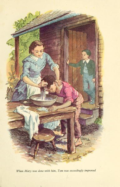 When Mary was done with him, Tom was exceedingly improved', illustration from 'The Adventures of Tom Sawyer by Mark Twain (1835-1910)