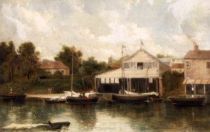 Rivercraft before a Boathouse, Richmond on Thames