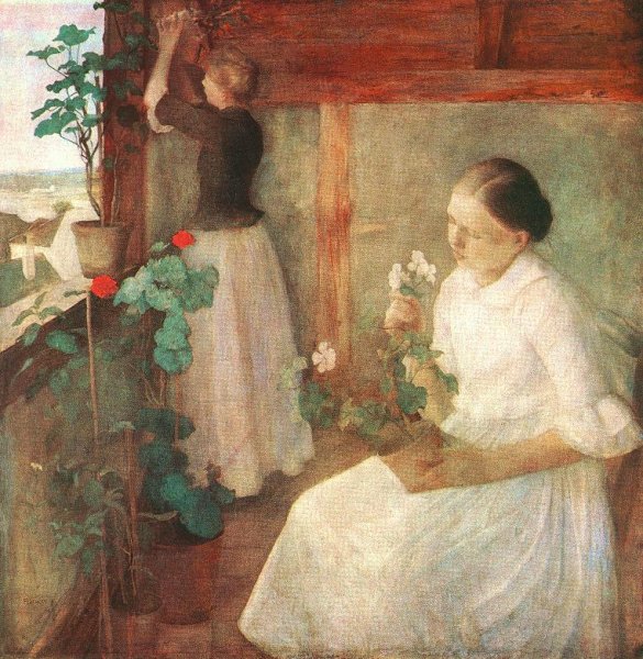 Girls Attending to Flowers 1889