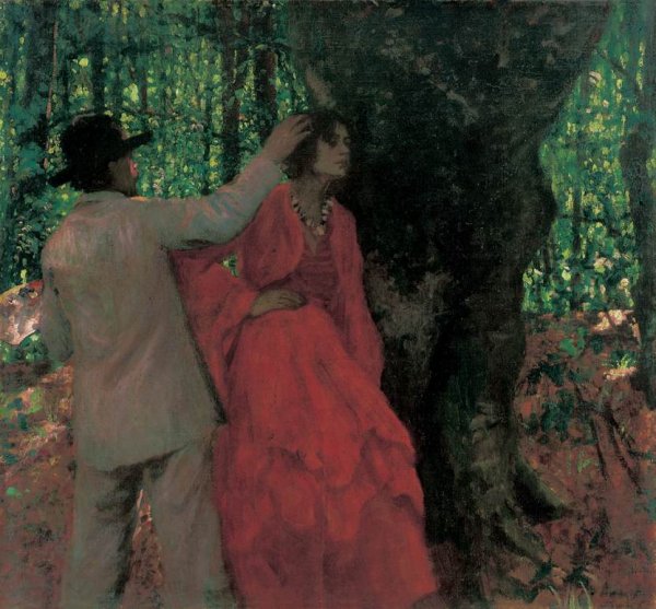 Painter and Model in the Woods 1901