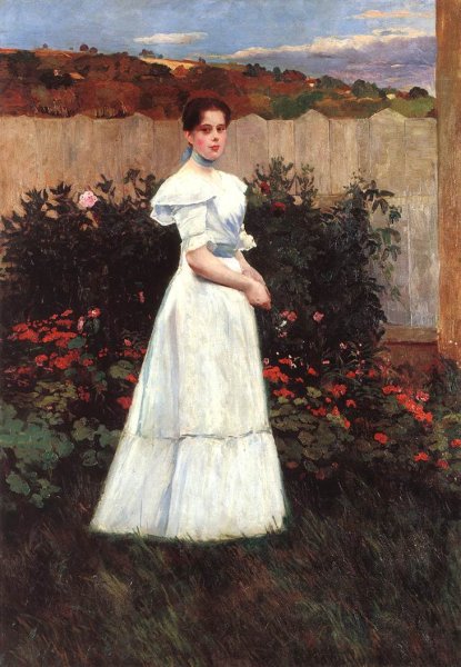 Young Lady in Flower Garden