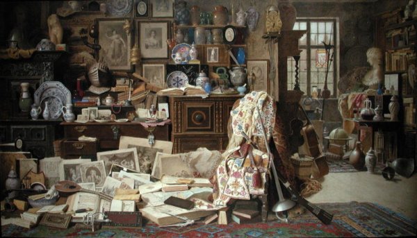 Armour, Prints, Pictures, Pipes, China All Crackd Old Rickety Tables, and Chairs Broken Backd, 1882