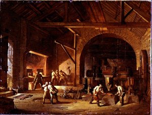 Interior of an Ironworks, 1850