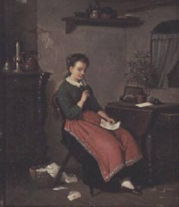 Young girl writing a love letter