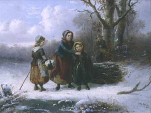 Three Girls in a Winter Landscape