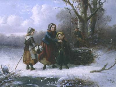 Three Girls in a Winter Landscape