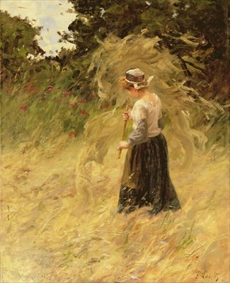 A Girl Harvesting Hay