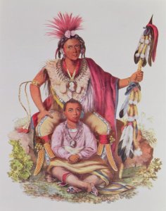 Keokuk or Watchful Fox Chief of the Sauks and Foxes and his Son Musewont or Long haired Fox