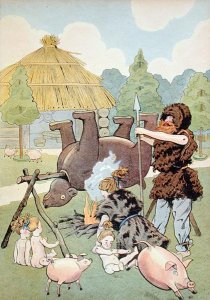 A Gaulish family cooking a bear