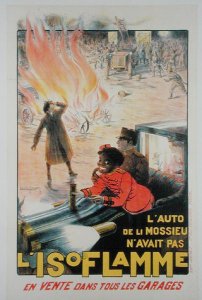 Poster advertising the Isoflamme Extinguisher