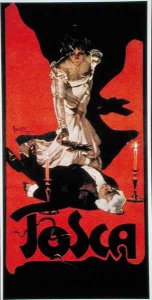 Poster advertising a performance of Tosca