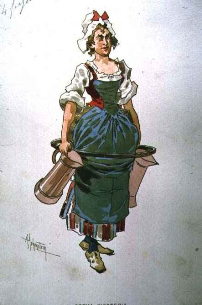 Costume design for a servant girl from the Opera Manon Lescaut