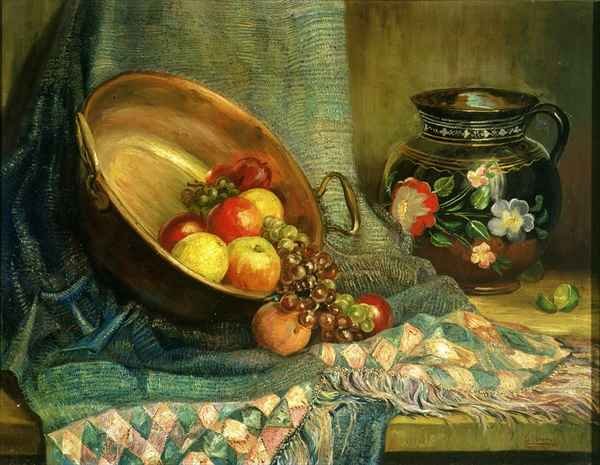 Still Life with Shawl and Pan of Fruit