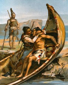 Robinson Crusoe and Man Friday Nursing a Native