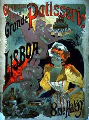 Poster advertising the Opening of the Grande Patisserie Lisboa in Paris