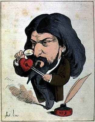 Caricature of Alphonse Daudet 1840-97 from Les Hommes dAujourdhui