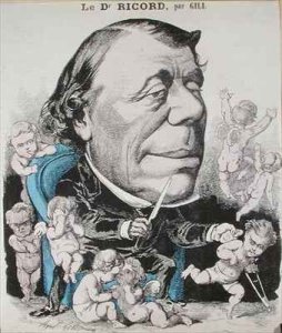 Caricature of Dr Philippe Ricord 1800-89