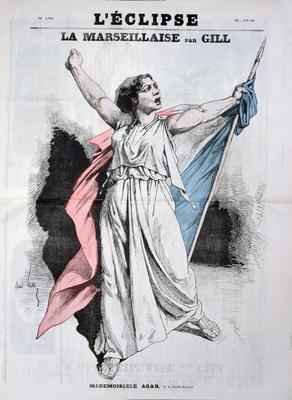 Mlle Agar singing the Marseillaise from the front cover of LEclipse