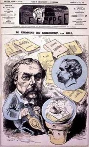 Front cover of LEclipse with a caricature of Edmond de Goncourt