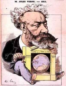 Caricature of Jules Verne 1828-1905 from LEclipse