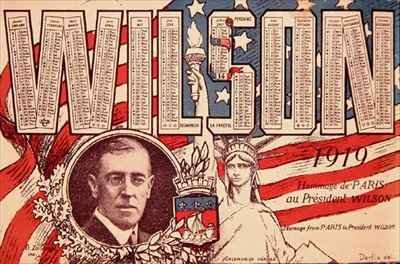 Calendar paying homage from Paris to President Woodrow Wilson 1856-1924