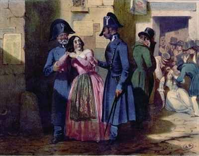 Arrest of a prostitute by the police