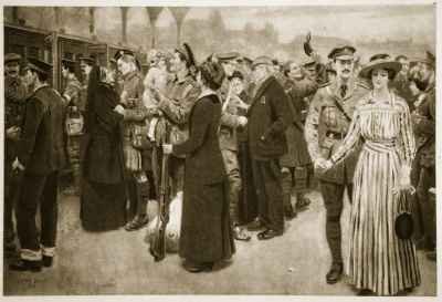 The moment of farewell A touching scene at Victoria Station during war time