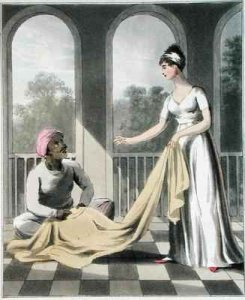 A European Lady giving instructions to her Durzee