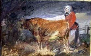 Woman and a Cow in a Landscape