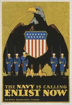 'The Navy Is Calling Enlist Now', Recruitment poster for the US Navy