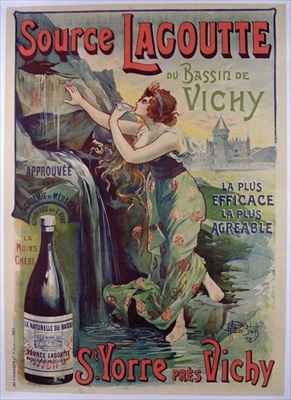 Poster advertising 'Source Lagoutte du bassin de Vichy', natural mineral water