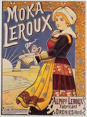 Poster advertising 'Moka Leroux' coffee