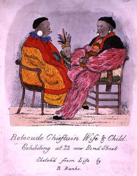 Botocudo Chieftain Wife and Child Exhibiting at 23 New Bond Street