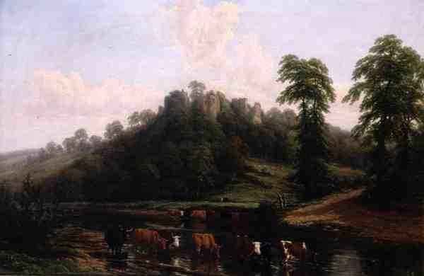 Cattle Watering beneath Goodwich Castle on the Wye