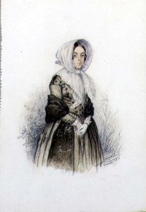 Portrait of a Young lady in a Bonnet with White Gloves, 1840