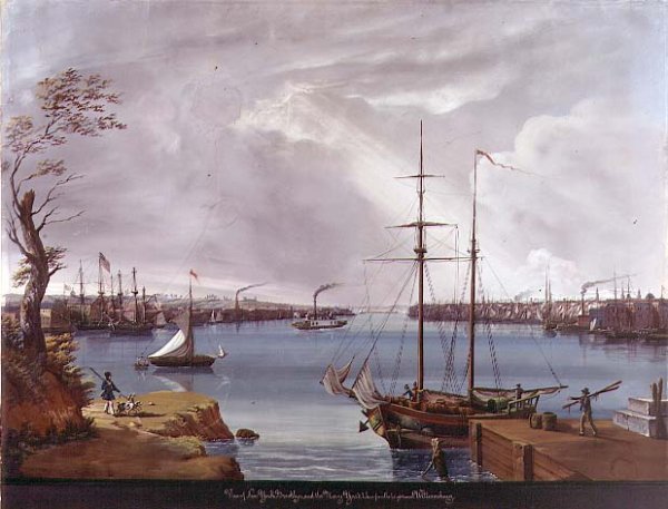 View of New York, Brooklyn and the Navy Yard taken from the Heights near Willamsburg, c.1835-45