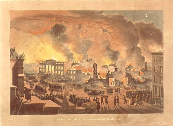 View of the Great Fire in New York, December 16th-17th 1835