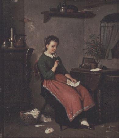 Young girl writing a love letter