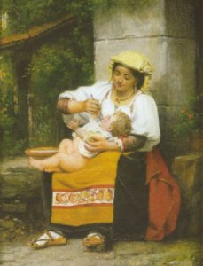 Italienne donnant la soupe a son enfant 1873