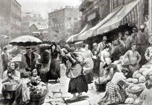 Mulberry Bend Italian Colony in New York  (illustration in 'Harper's Weekly' magazine)