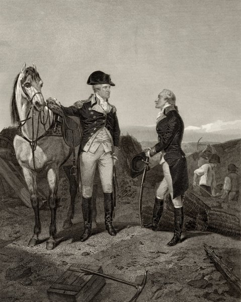 First meeting of George Washington and Alexander Hamilton, from 'Life and Times of Washington', Volume I, 1857