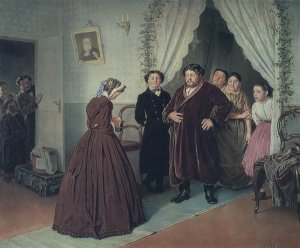 A governess is arriving into a merchant's house