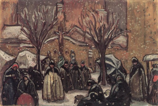 Market of Kecskemet in Winter 1911